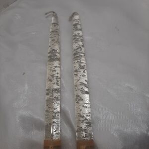 Silver and White Taper Candles